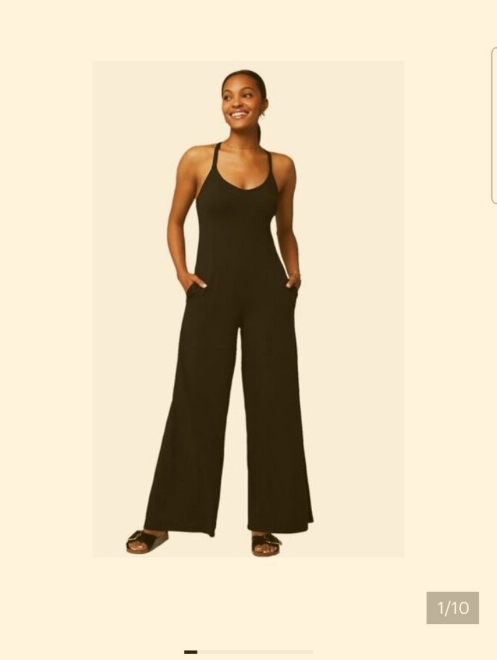 Fabletics Cloud Jersey Wide Leg Onesie Wide-Leg Racerback Jumpsuit